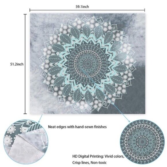 Mandala Floral Leaf Boho Indie Tapestry/Blanket - Picture 3 of 5